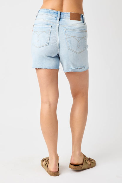 Destroyed Back High Rise Shorts Style 15279