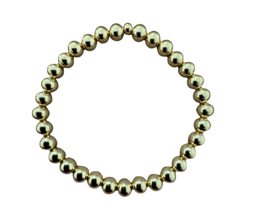 6mm Classic Ball Bead Bracelet 14K Gold - Waterproof