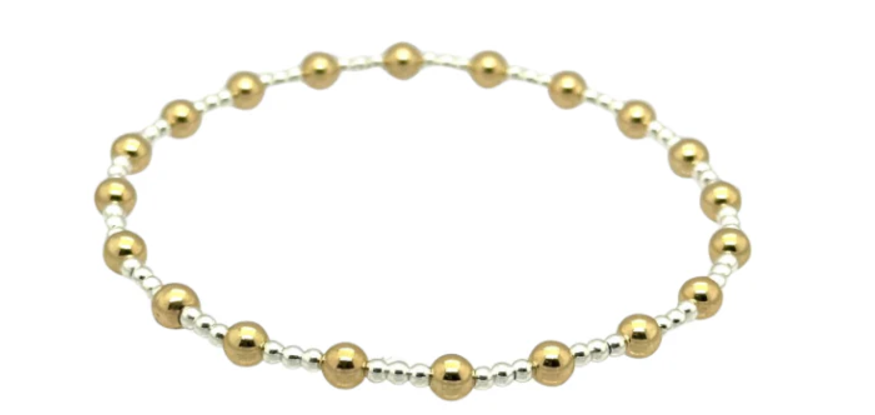 "Angelina ' Two Toned  Anti-Tarnish Stretchy Bead Bracelet