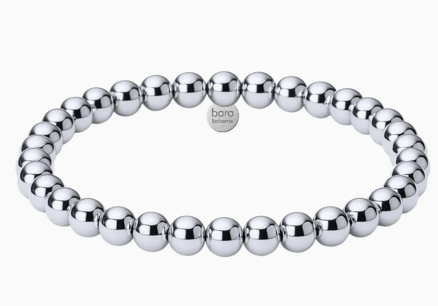 6mm Classic Ball Bead Bracelet 14K Silver- Waterproof