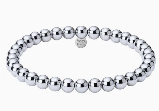 6mm Classic Ball Bead Bracelet 14K Silver- Waterproof