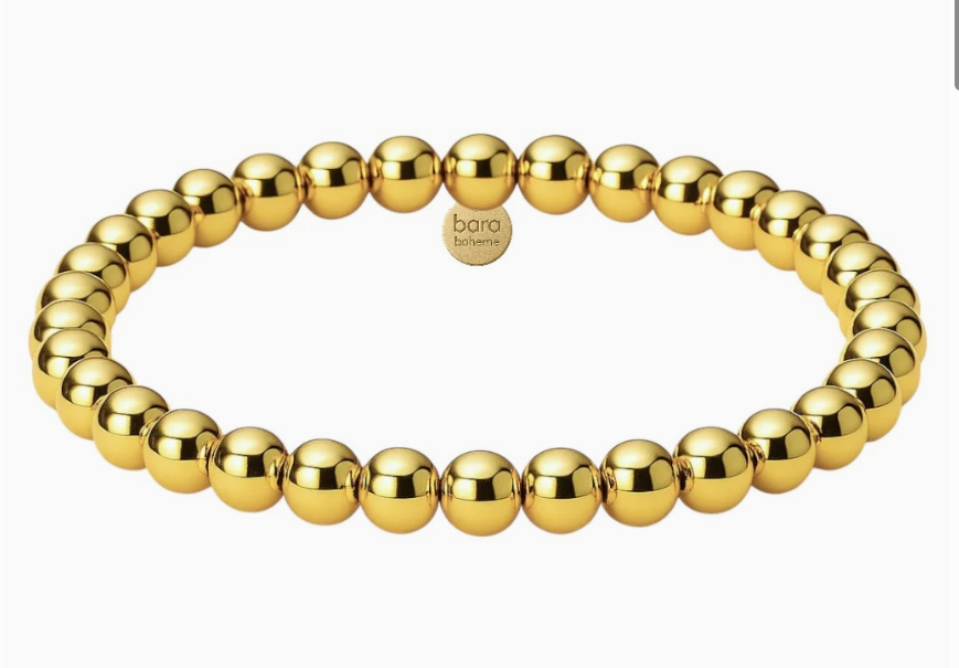 6mm Classic Ball Bead Bracelet 14K Gold- Waterproof
